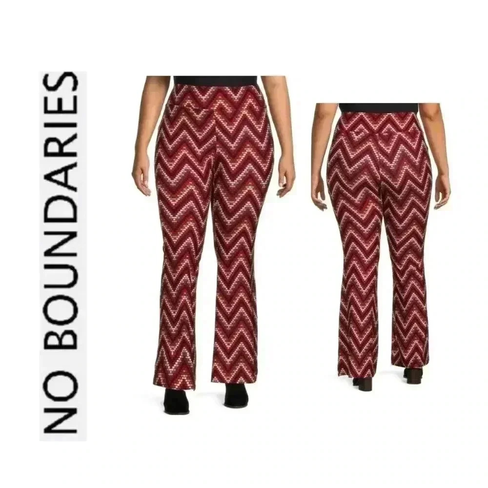 🆕 No Boundaries Chevron Print Flared Leg Pants M🆕
